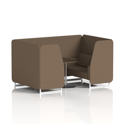 Brixworth 4 Seater Booth With White Legs And Black Table With Silver Leg In Sumi Fabric - Osaka Panels And Sofa