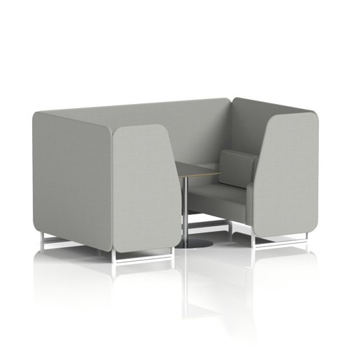 Brixworth 4 Seater Booth With White Legs And Black Table With Silver Leg In Sumi Fabric - Tokyo Panels And Sofa