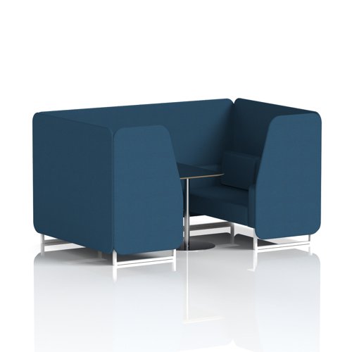 Brixworth 4 Seater Booth With White Legs And Black Table With Silver Leg In Sumi Fabric - Uto Panels And Sofa