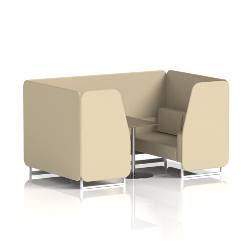 Brixworth 4 Seater Booth With White Legs And Black Table With Silver Leg In Sumi Fabric - Zen Panels And Sofa