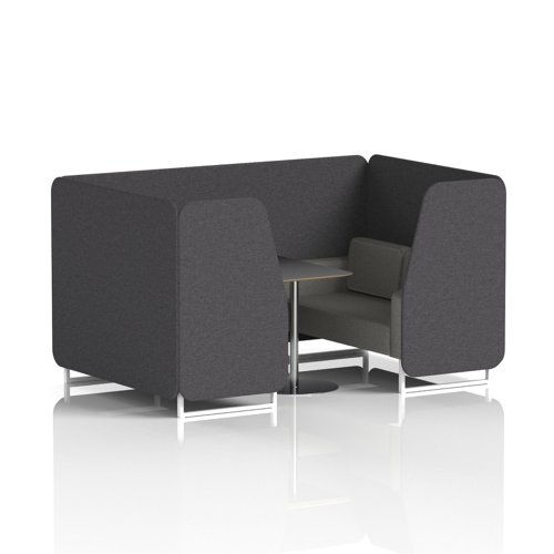 Brixworth 4 Seater Booth With White Legs And Black Table With Silver Leg In X2 Fabric - Arithmetic Panels And Number Sofa