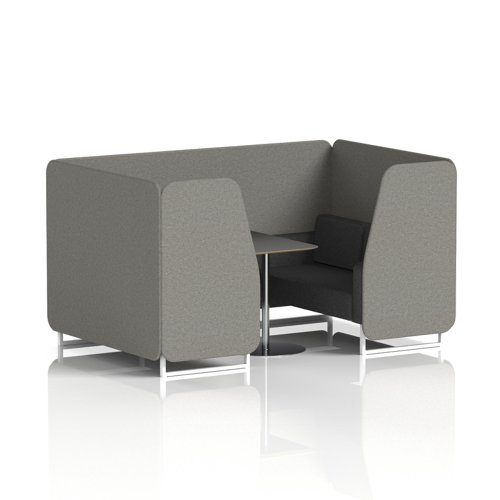Brixworth 4 Seater Booth With White Legs And Black Table With Silver Leg In X2 Fabric - Number Panels And Arithmetic Sofa
