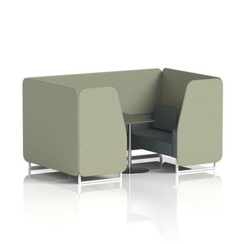 Brixworth 4 Seater Booth With White Legs And Black Table With Silver Leg In Main Line Flax Fabric - Newbury Panels And Westminster Sofa