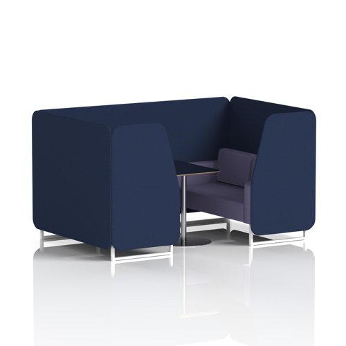 Brixworth 4 Seater Booth With White Legs And Black Table With Silver Leg In Synergy Fabric - Alike Panels And Order Sofa