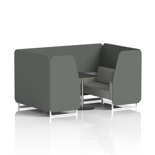 Brixworth 4 Seater Booth With White Legs And Black Table With Silver Leg In Sumi Fabric - Kobe Panels And Tokyo Sofa