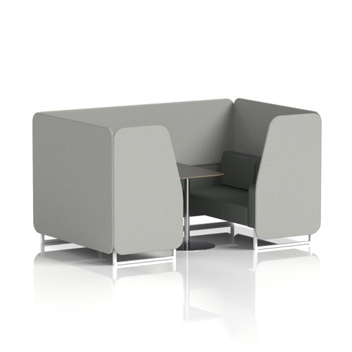 Brixworth 4 Seater Booth With White Legs And Black Table With Silver Leg In Sumi Fabric - Tokyo Panels And Kobe Sofa