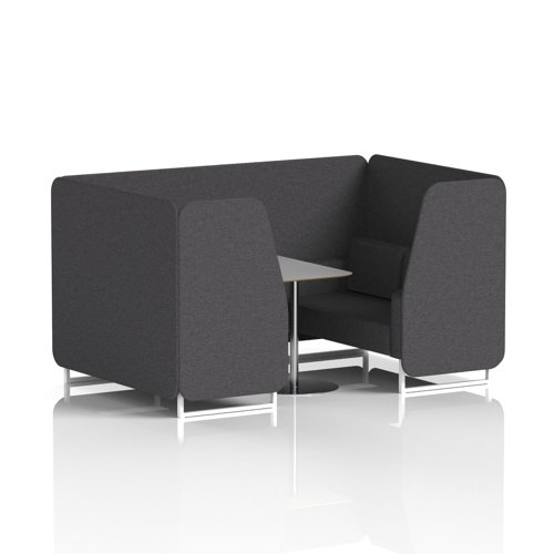 Brixworth 4 Seater Booth With White Legs And Grey Table With Silver Leg In X2 Fabric - Arithmetic Panels And Sofa