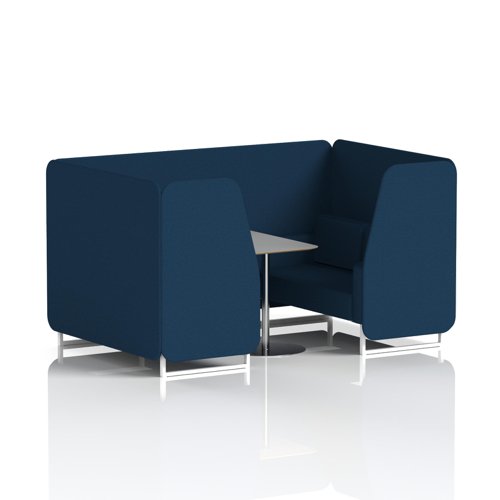 Brixworth 4 Seater Booth With White Legs And Grey Table With Silver Leg In X2 Fabric - Calculus Panels And Sofa
