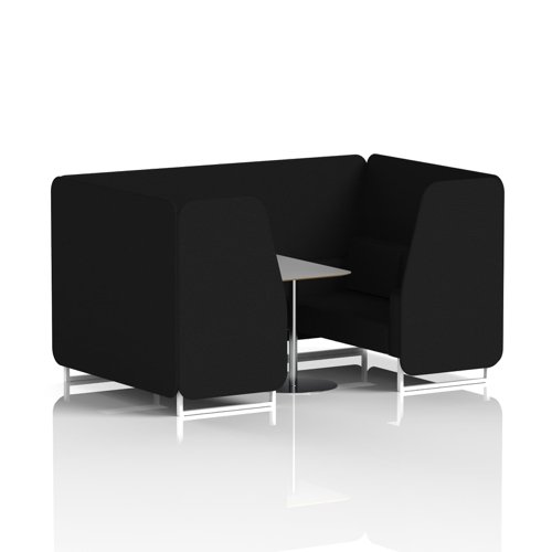 Brixworth 4 Seater Booth With White Legs And Grey Table With Silver Leg In X2 Fabric - Diameter Panels And Sofa