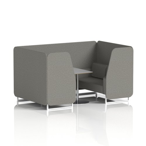 Brixworth 4 Seater Booth With White Legs And Grey Table With Silver Leg In X2 Fabric - Number Panels And Sofa