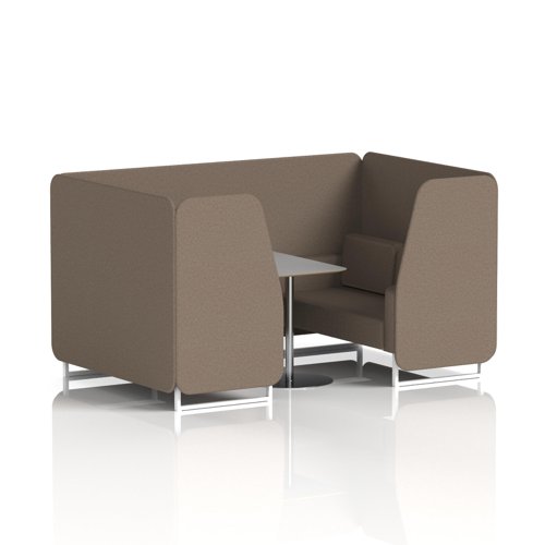 Brixworth 4 Seater Booth With White Legs And Grey Table With Silver Leg In X2 Fabric - Theory Panels And Sofa