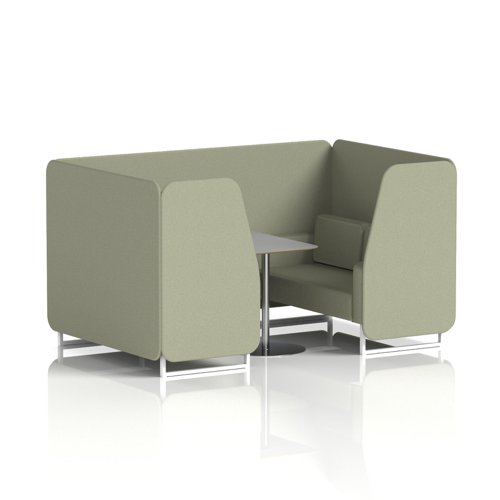 Brixworth 4 Seater Booth With White Legs And Grey Table With Silver Leg In Main Line Flax Fabric - Newbury Panels And Sofa