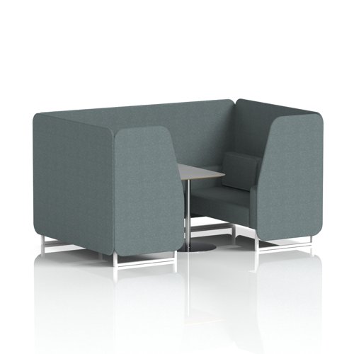 Brixworth 4 Seater Booth With White Legs And Grey Table With Silver Leg In Main Line Flax Fabric - Westminster Panels And Sofa