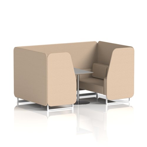 Brixworth 4 Seater Booth With White Legs And Grey Table With Silver Leg In Synergy Fabric - Affix Panels And Sofa