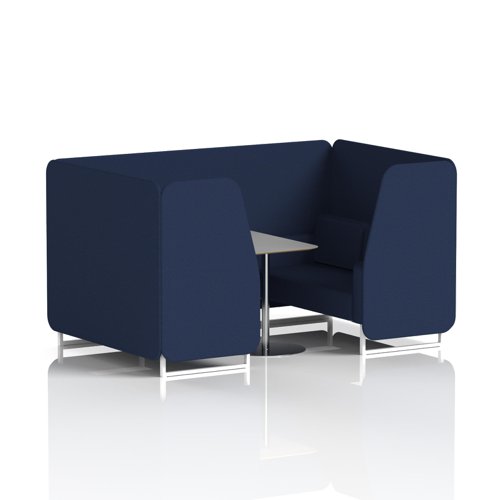 Brixworth 4 Seater Booth With White Legs And Grey Table With Silver Leg In Synergy Fabric - Alike Panels And Sofa