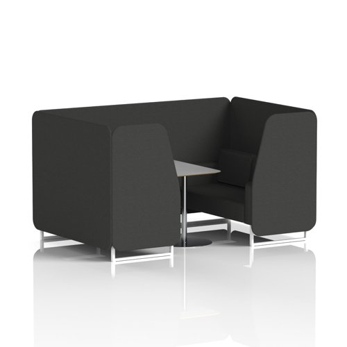 Brixworth 4 Seater Booth With White Legs And Grey Table With Silver Leg In Synergy Fabric - Mix Panels And Sofa