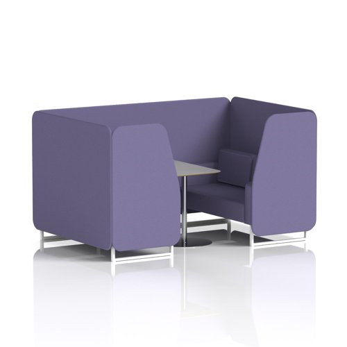 Brixworth 4 Seater Booth With White Legs And Grey Table With Silver Leg In Synergy Fabric - Order Panels And Sofa