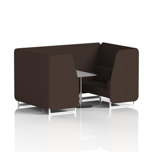 Brixworth 4 Seater Booth With White Legs And Grey Table With Silver Leg In Synergy Fabric - Wed Panels And Sofa