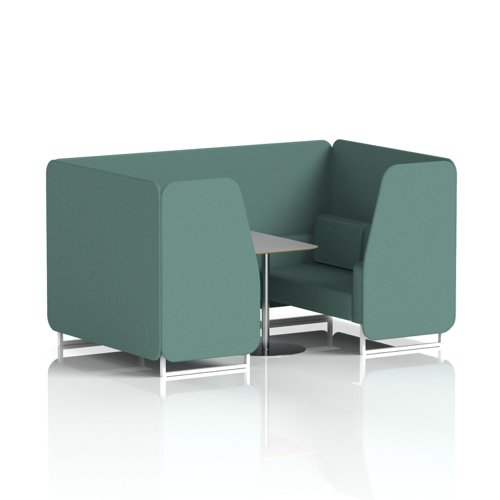 Brixworth 4 Seater Booth With White Legs And Grey Table With Silver Leg In Sumi Fabric - Handa Panels And Sofa