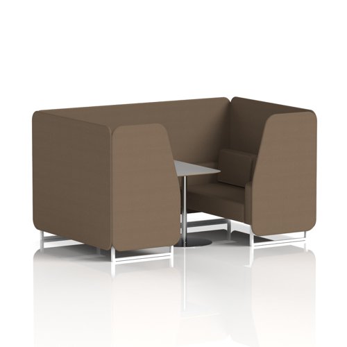 Brixworth 4 Seater Booth With White Legs And Grey Table With Silver Leg In Sumi Fabric - Osaka Panels And Sofa