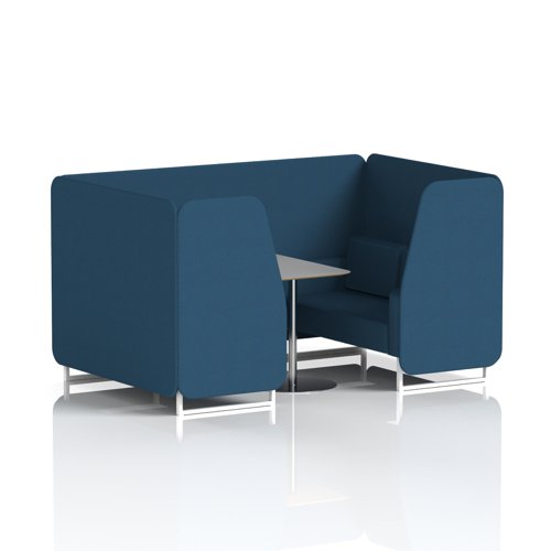 Brixworth 4 Seater Booth With White Legs And Grey Table With Silver Leg In Sumi Fabric - Uto Panels And Sofa