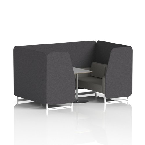 Brixworth 4 Seater Booth With White Legs And Grey Table With Silver Leg In X2 Fabric - Arithmetic Panels And Number Sofa