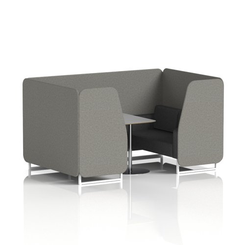 Brixworth 4 Seater Booth With White Legs And Grey Table With Silver Leg In X2 Fabric - Number Panels And Arithmetic Sofa