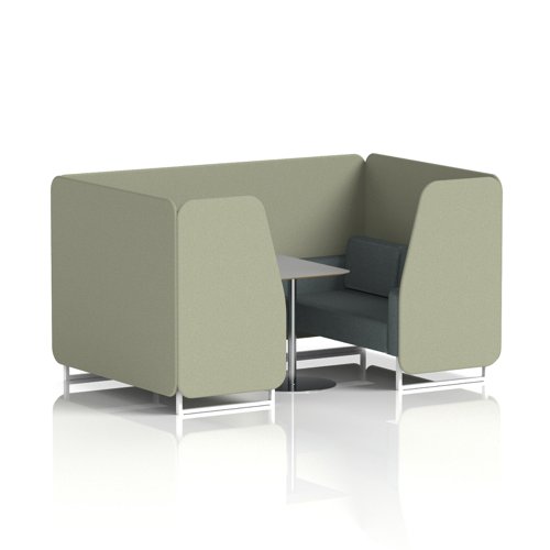 Brixworth 4 Seater Booth With White Legs And Grey Table With Silver Leg In Main Line Flax Fabric - Newbury Panels And Westminster Sofa
