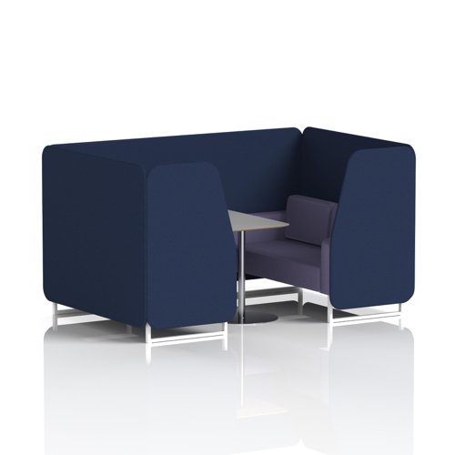 Brixworth 4 Seater Booth With White Legs And Grey Table With Silver Leg In Synergy Fabric - Alike Panels And Order Sofa