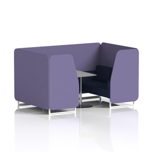 Brixworth 4 Seater Booth With White Legs And Grey Table With Silver Leg In Synergy Fabric - Order Panels And Alike Sofa
