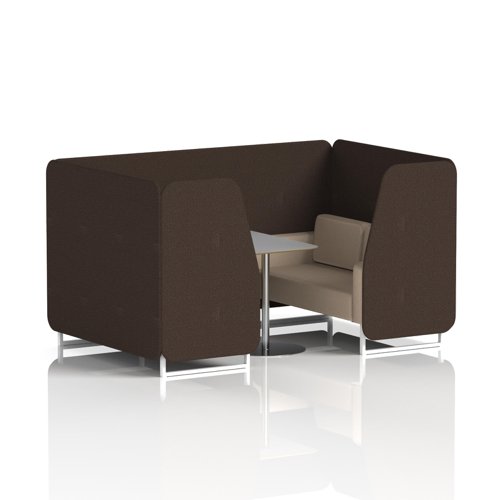 Brixworth 4 Seater Booth With White Legs And Grey Table With Silver Leg In Synergy Fabric - Wed Panels And Affix Sofa