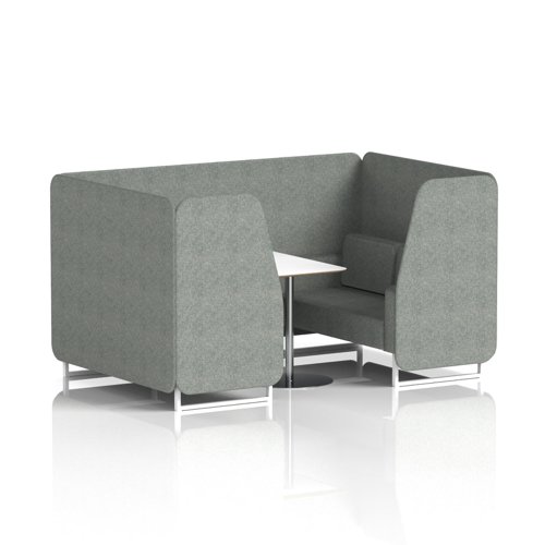 Brixworth 4 Seater Booth With White Legs And White Table With Silver Leg In Rivet Fabric - Prime Panels And Sofa