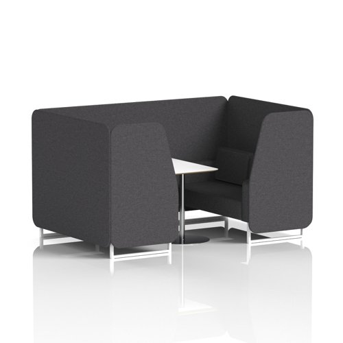 Brixworth 4 Seater Booth With White Legs And White Table With Silver Leg In X2 Fabric - Arithmetic Panels And Sofa
