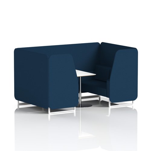 Brixworth 4 Seater Booth With White Legs And White Table With Silver Leg In X2 Fabric - Calculus Panels And Sofa