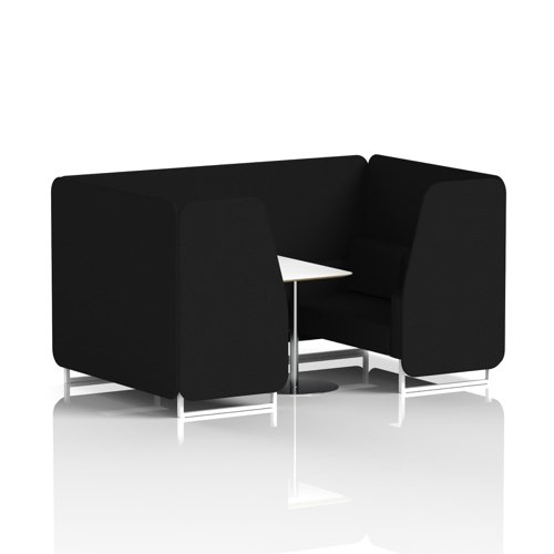 Brixworth 4 Seater Booth With White Legs And White Table With Silver Leg In X2 Fabric - Diameter Panels And Sofa