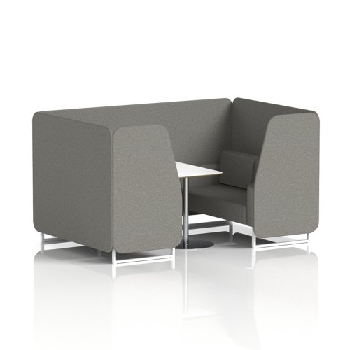 Brixworth 4 Seater Booth With White Legs And White Table With Silver Leg In X2 Fabric - Number Panels And Sofa