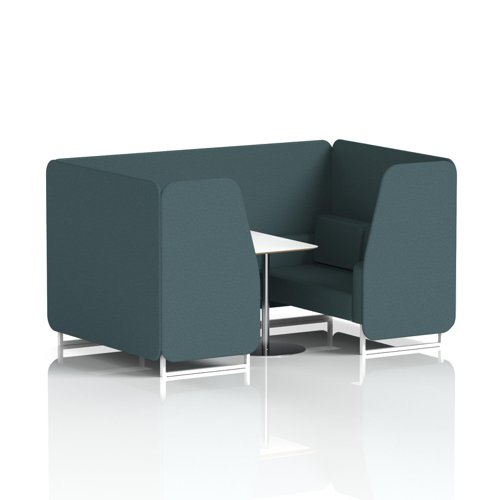 Brixworth 4 Seater Booth With White Legs And White Table With Silver Leg In X2 Fabric - Polygon Panels And Sofa