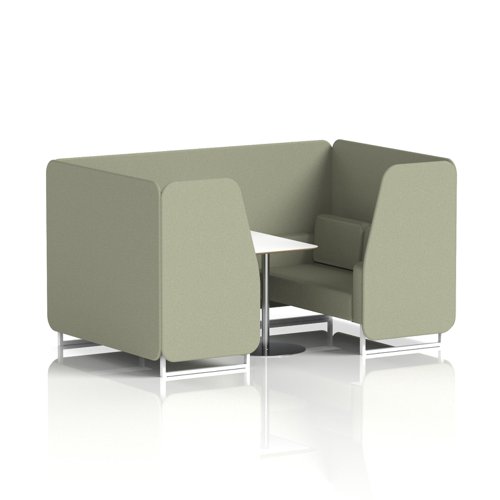 Brixworth 4 Seater Booth With White Legs And White Table With Silver Leg In Main Line Flax Fabric - Newbury Panels And Sofa
