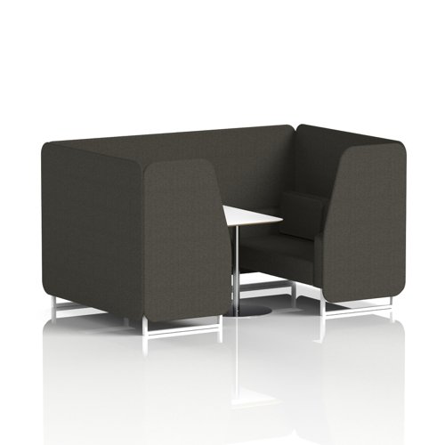 Brixworth 4 Seater Booth With White Legs And White Table With Silver Leg In Main Line Flax Fabric - Temple Panels And Sofa