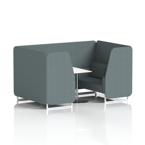 Brixworth 4 Seater Booth With White Legs And White Table With Silver Leg In Main Line Flax Fabric - Westminster Panels And Sofa