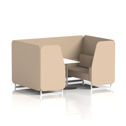 Brixworth 4 Seater Booth With White Legs And White Table With Silver Leg In Synergy Fabric - Affix Panels And Sofa