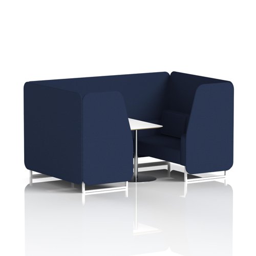 Brixworth 4 Seater Booth With White Legs And White Table With Silver Leg In Synergy Fabric - Alike Panels And Sofa