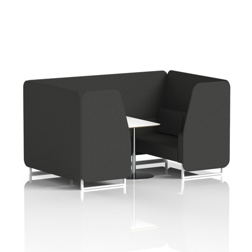 Brixworth 4 Seater Booth With White Legs And White Table With Silver Leg In Synergy Fabric - Mix Panels And Sofa