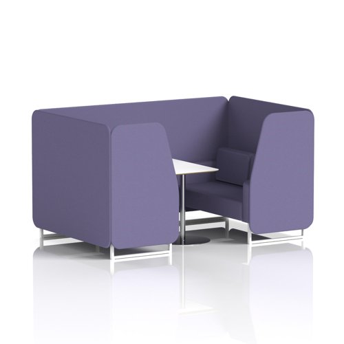 Brixworth 4 Seater Booth With White Legs And White Table With Silver Leg In Synergy Fabric - Order Panels And Sofa