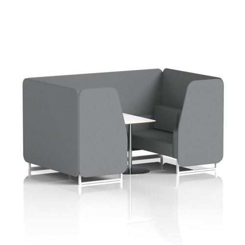 Brixworth 4 Seater Booth With White Legs And White Table With Silver Leg In Synergy Fabric - Partner Panels And Sofa