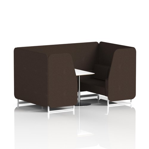 Brixworth 4 Seater Booth With White Legs And White Table With Silver Leg In Synergy Fabric - Wed Panels And Sofa