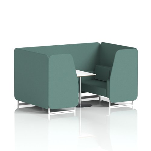 Brixworth 4 Seater Booth With White Legs And White Table With Silver Leg In Sumi Fabric - Handa Panels And Sofa