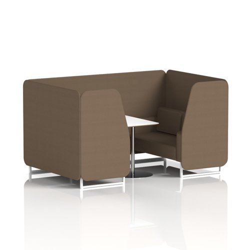 Brixworth 4 Seater Booth With White Legs And White Table With Silver Leg In Sumi Fabric - Osaka Panels And Sofa