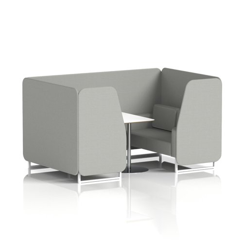 Brixworth 4 Seater Booth With White Legs And White Table With Silver Leg In Sumi Fabric - Tokyo Panels And Sofa