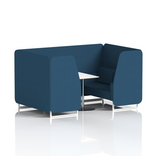 Brixworth 4 Seater Booth With White Legs And White Table With Silver Leg In Sumi Fabric - Uto Panels And Sofa